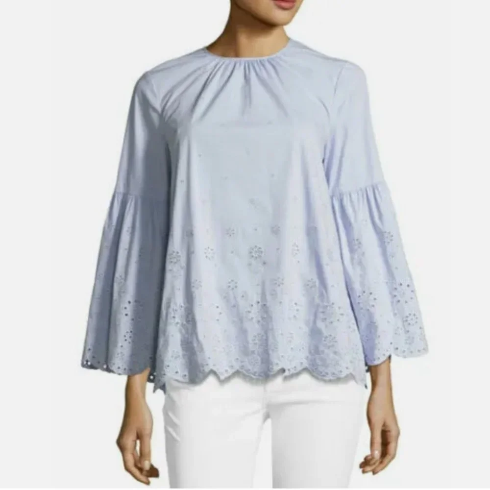 Michael Kors size medium light quartz bracelet sleeve eyelet trim shirt